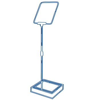 single stand stage prompter line drawing